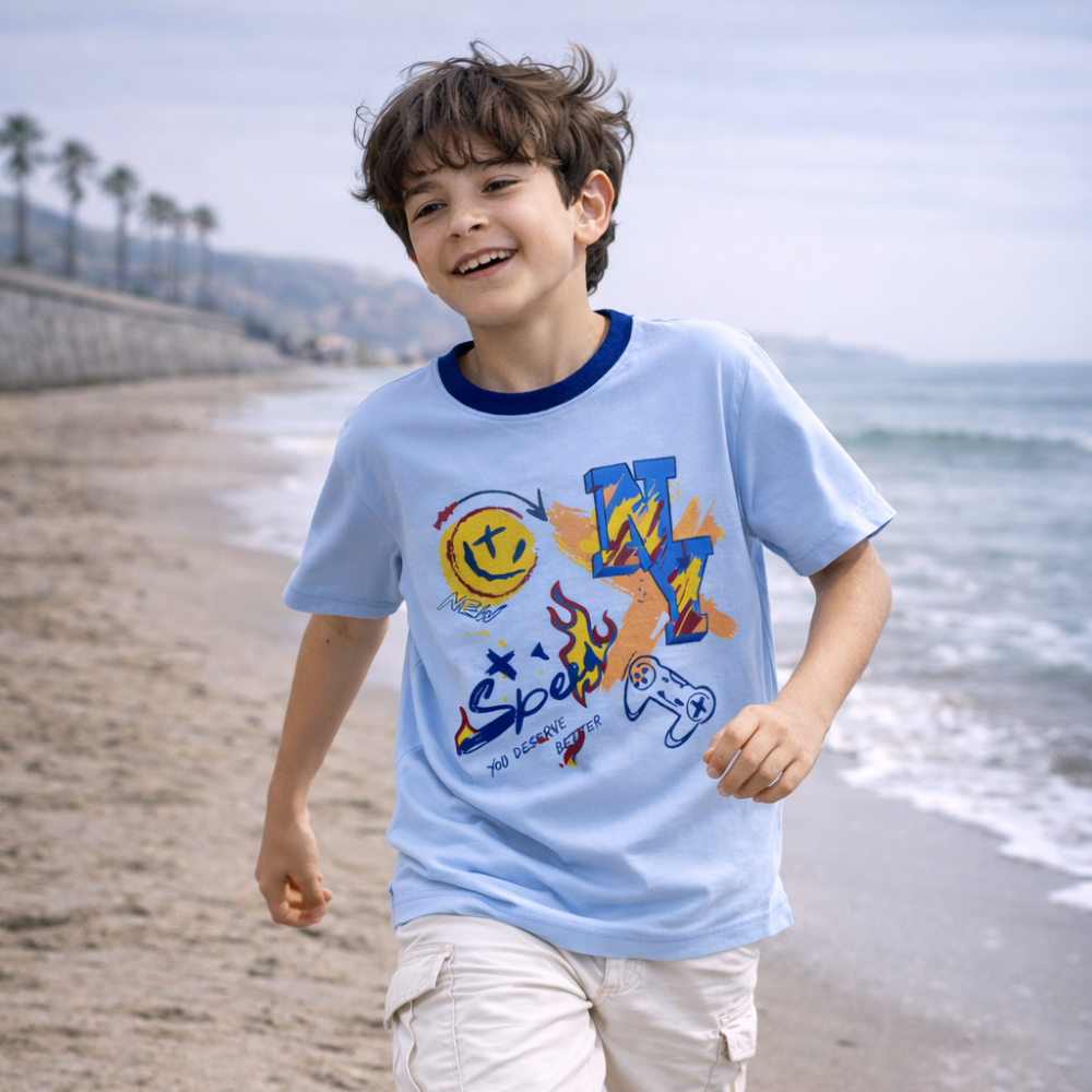 Polo Niño Speed Celeste – 100% Algodón