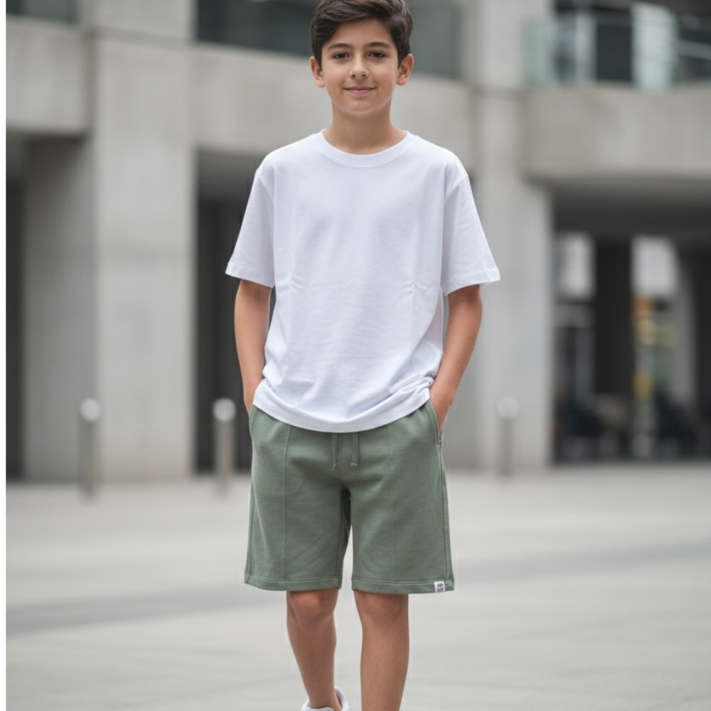 Short Niño French Terry Verde