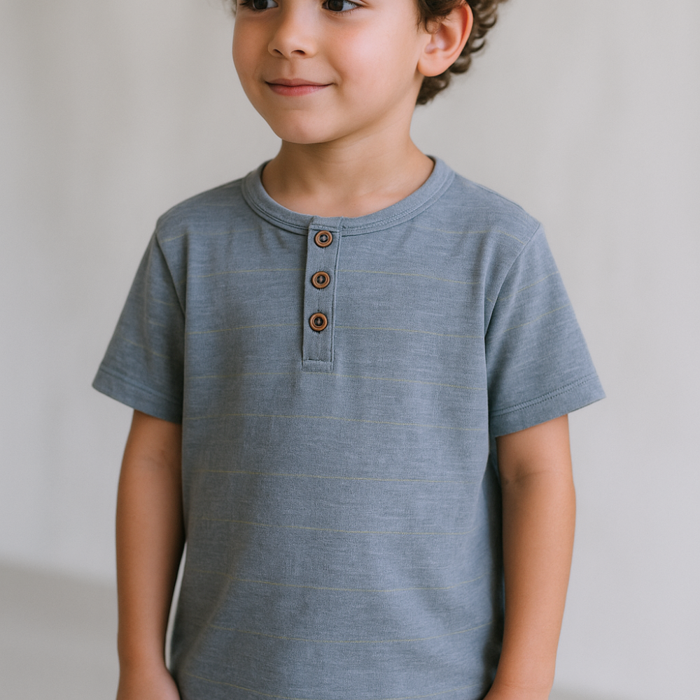 Polo Niño Gris Botones (100% Algodón)
