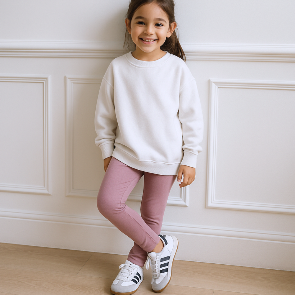 Legging Niña Basic Rosa Plum - Algodón