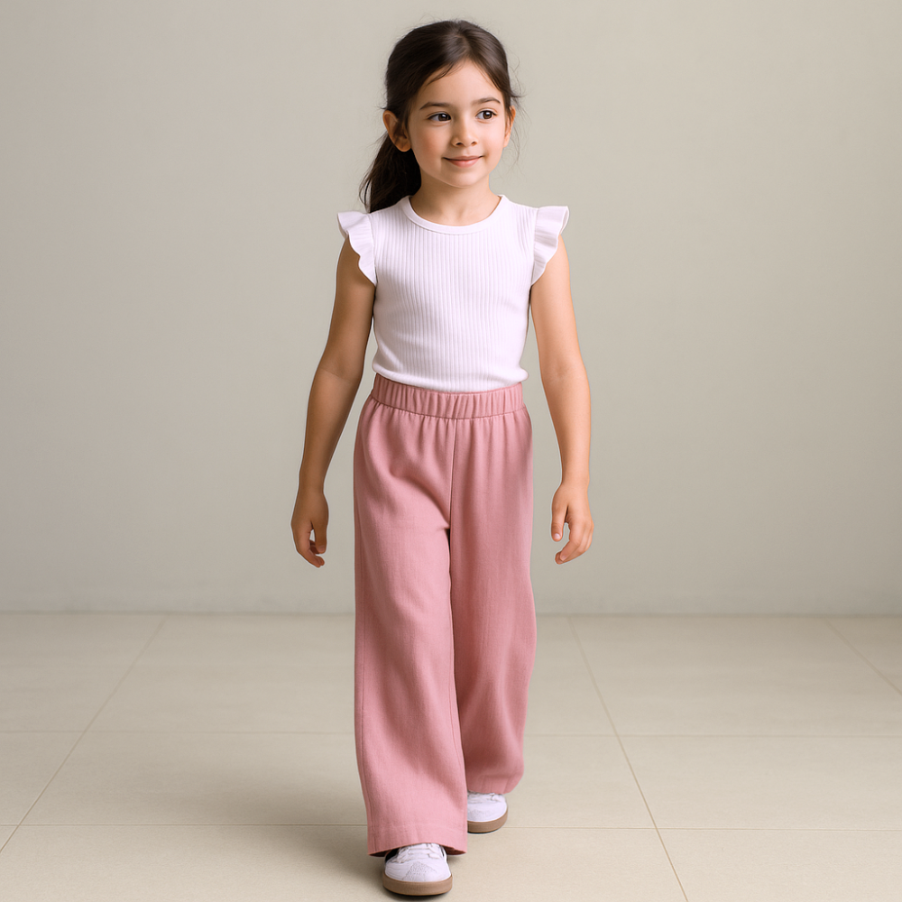 Palazo Pantalón Flare Niña - Palo Rosa
