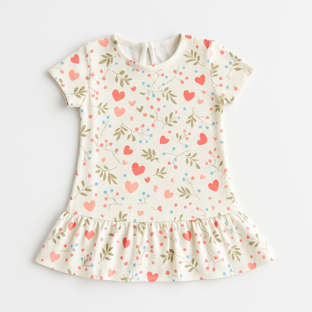 Polo Niña Floral 100% Algodón (Ivory)