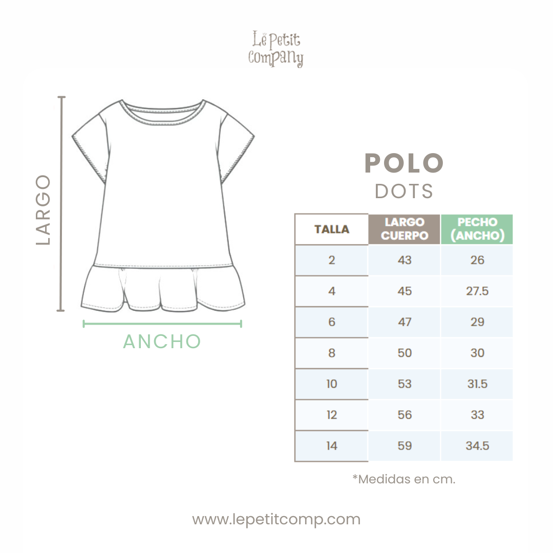 Polo Niña Dots Hot Pink (100% Algodón)