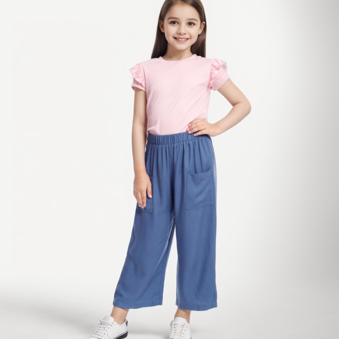 Pantalón Culotte Niña Bolsillos - Azul Cobalto - Le Petit Company