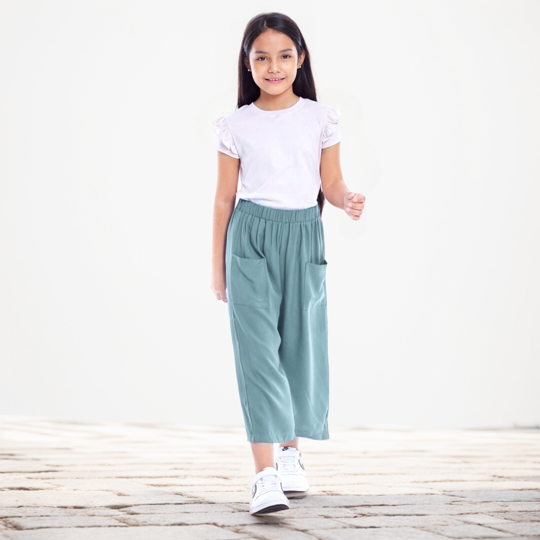 Pantalón Culotte Niña Bolsillos 1 - Menta
