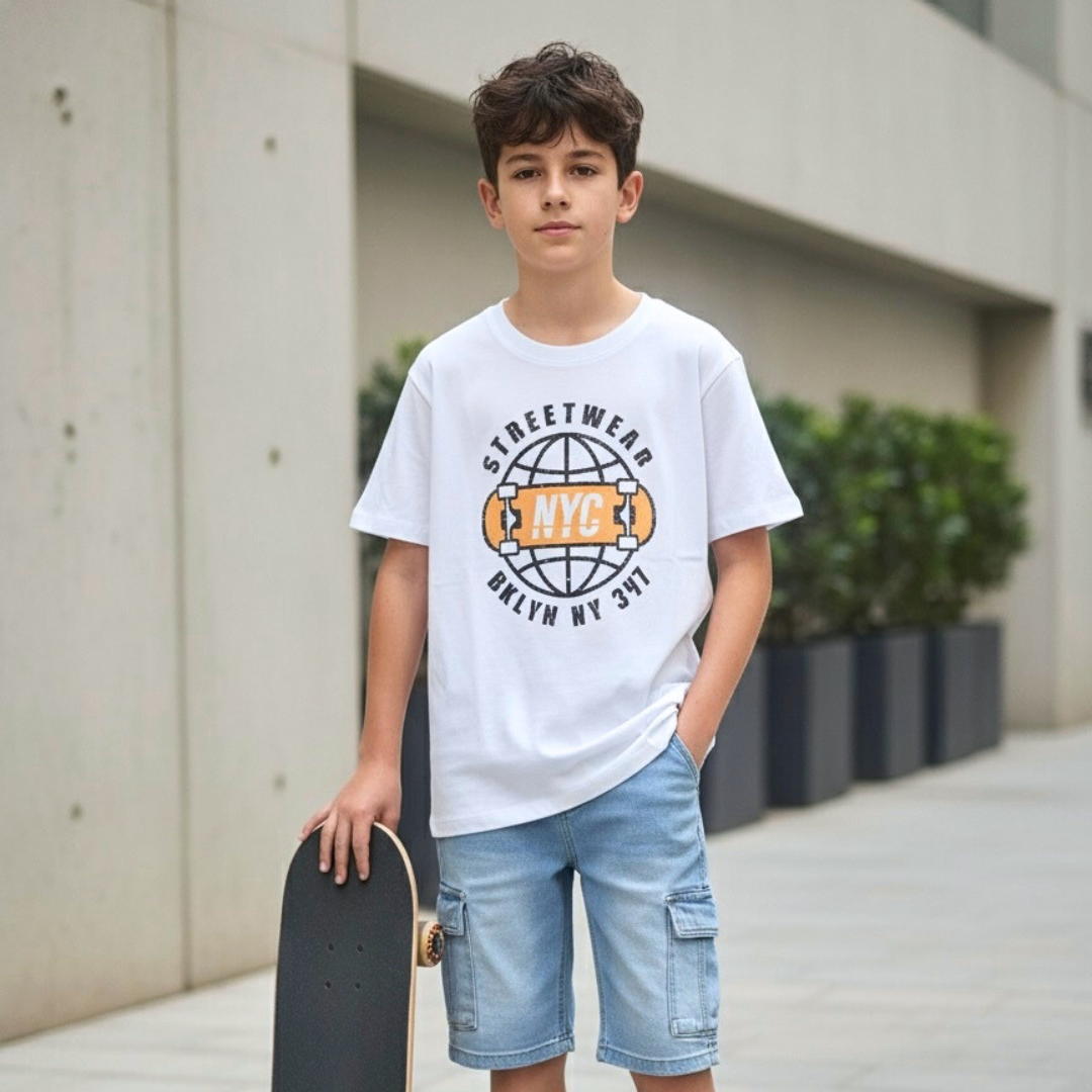 Polo Brooklyn Blanco Niño – 100% Algodón