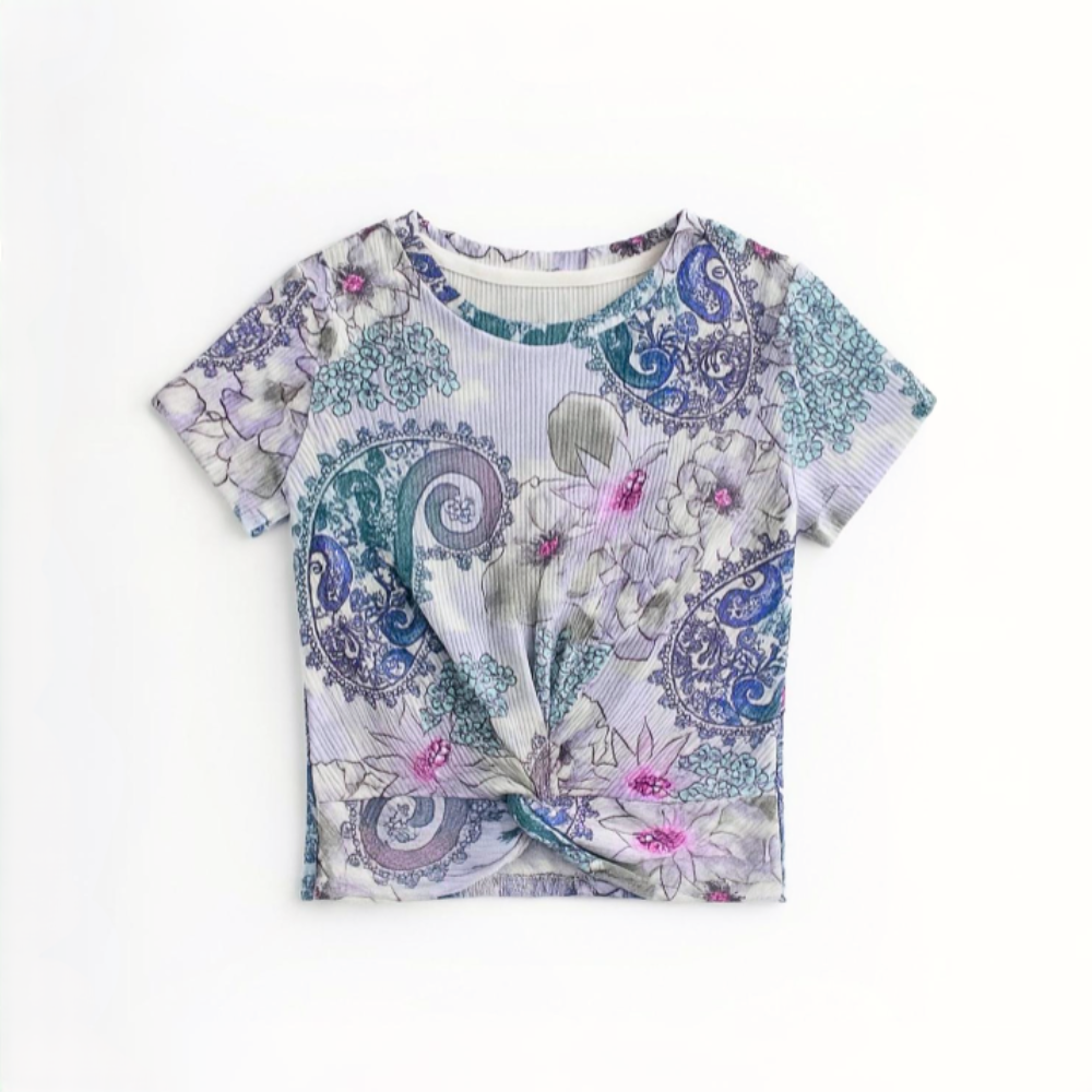 Polo Niña Rib Mandala Nudo (Morado - Aqua)