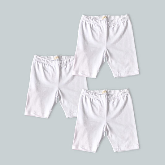 Set Biker Shorts Niñas Blanco (3 unidades)