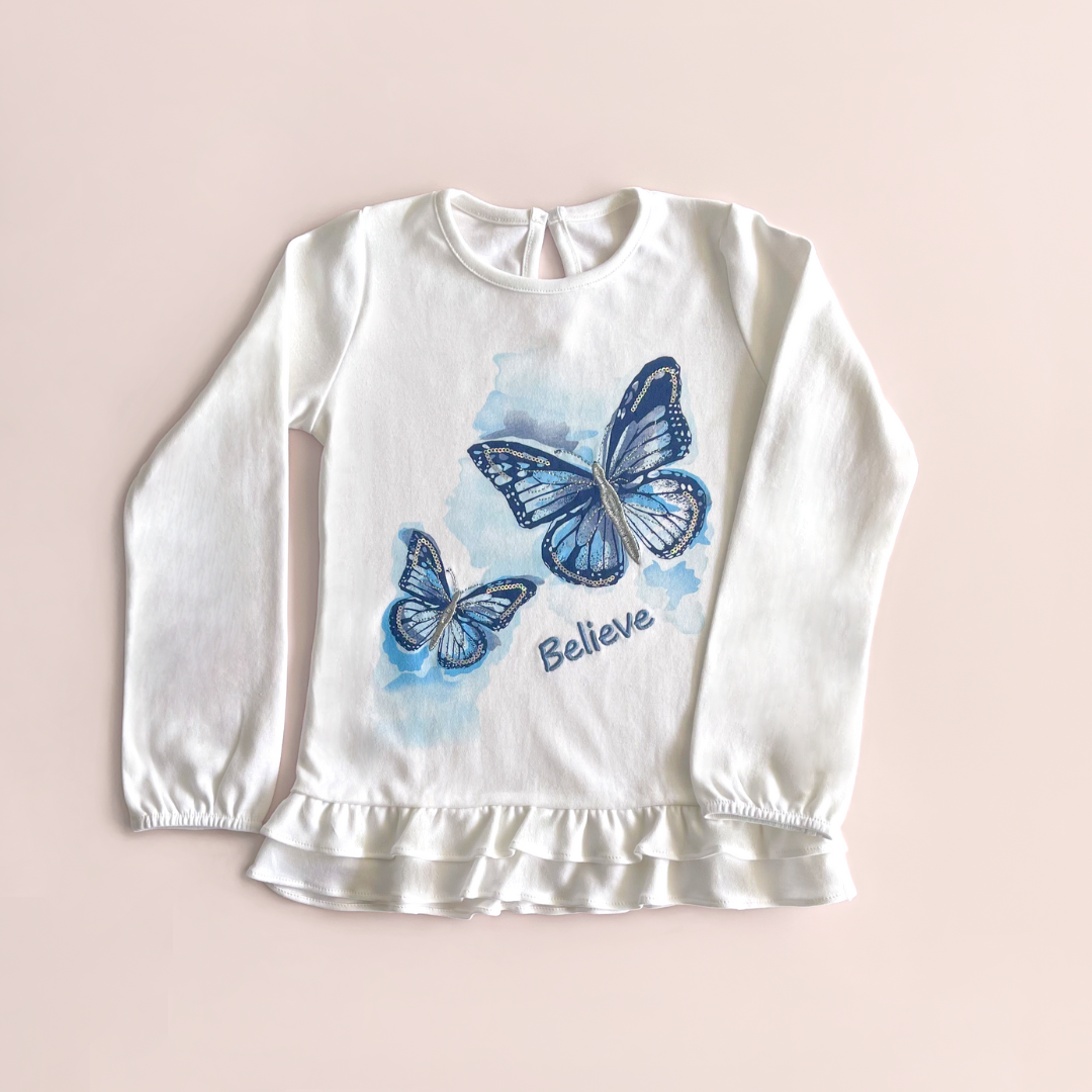 Polo Believe Nina Blanco 100 Algodon Manga Larga Le Petit Company