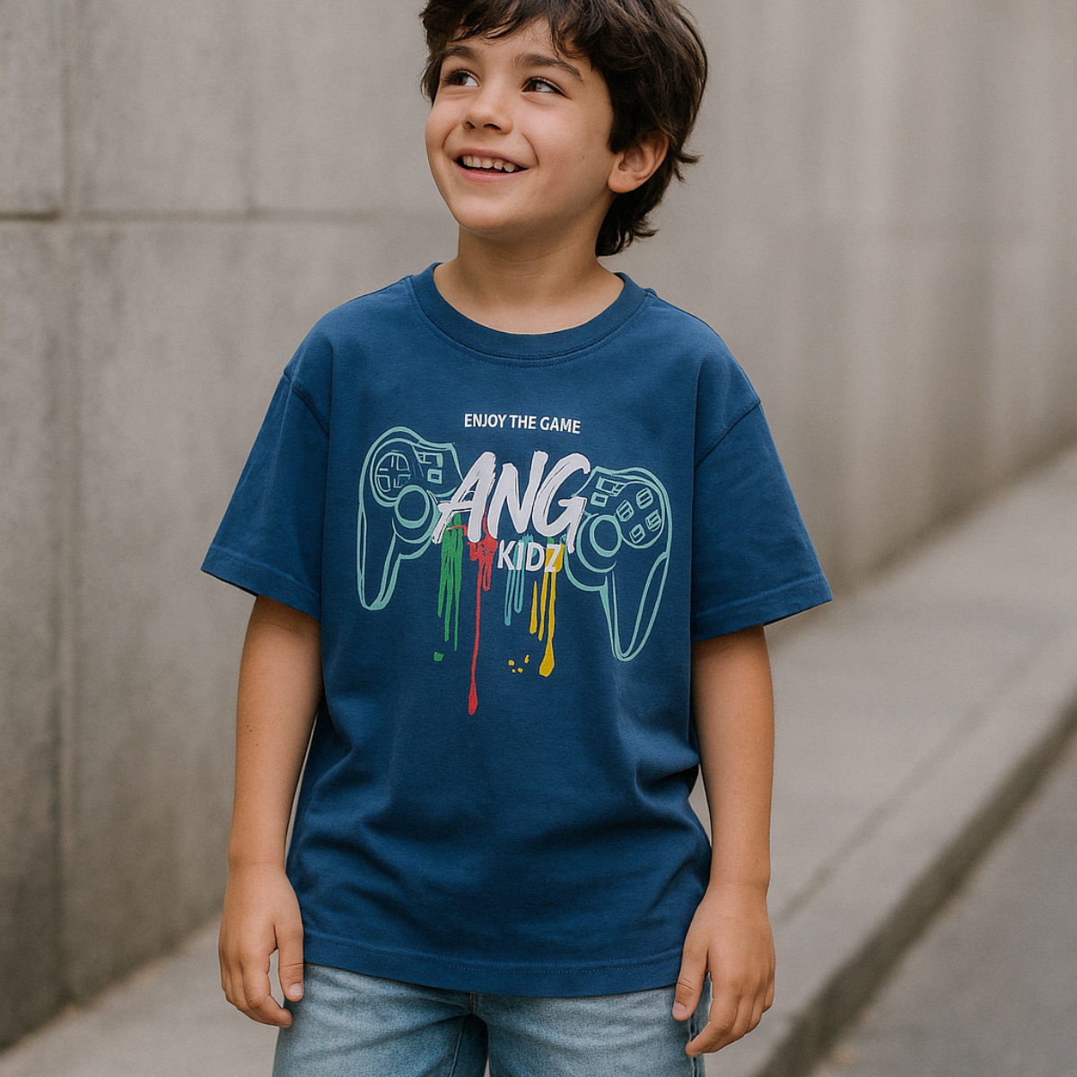 Polo Niño Gamer - Azul (100% algodón)