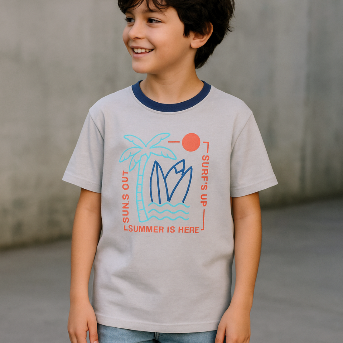 Polo Niño Surf´Up - Gris (100% algodón)
