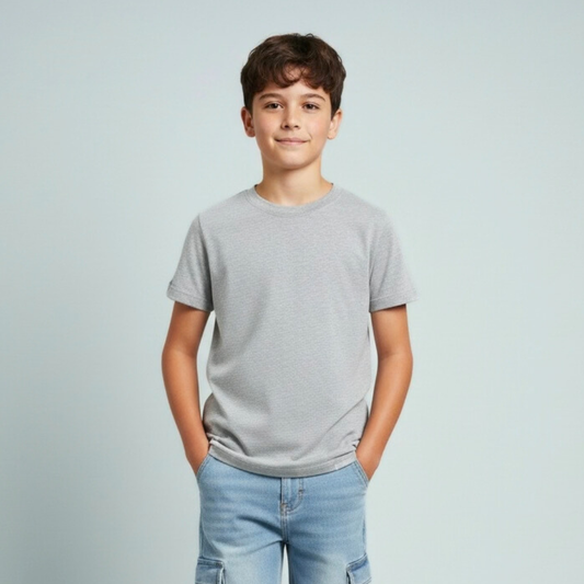 polo gris melange infantil algodon