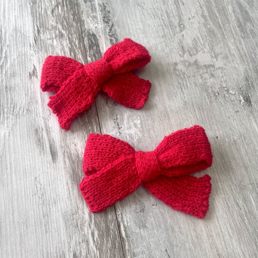 Ganchos Niña x 2 Knit (Rojo) - Le Petit Company