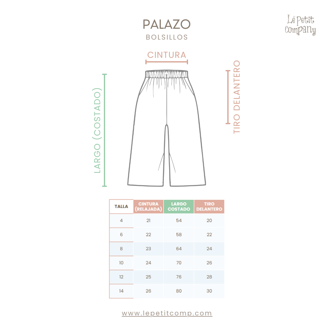 Palazo Niña Bolsillos - Arena - Medidas - Le Petit Company