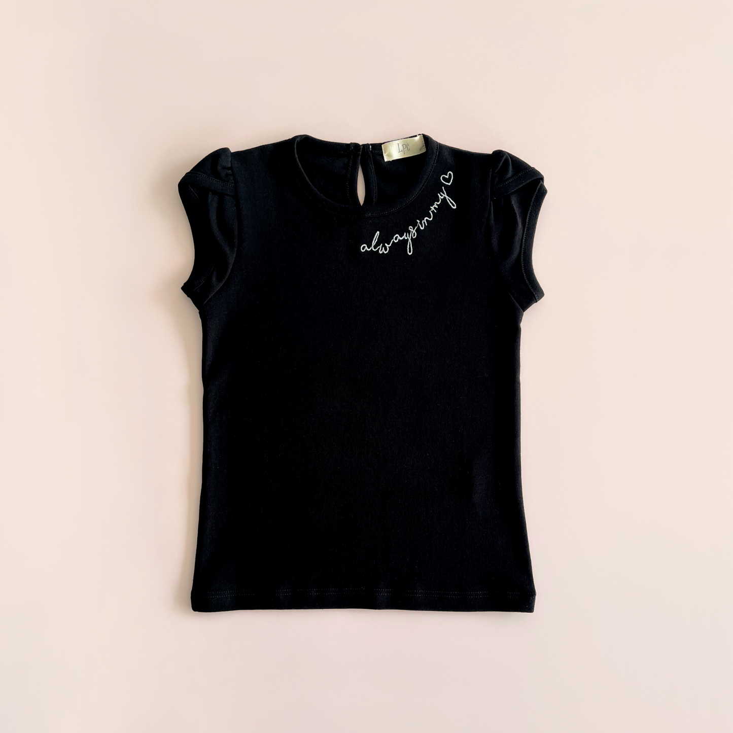 Polo Niña "Always in my 🤍" Negro (100% algodón) - Le Petit Company