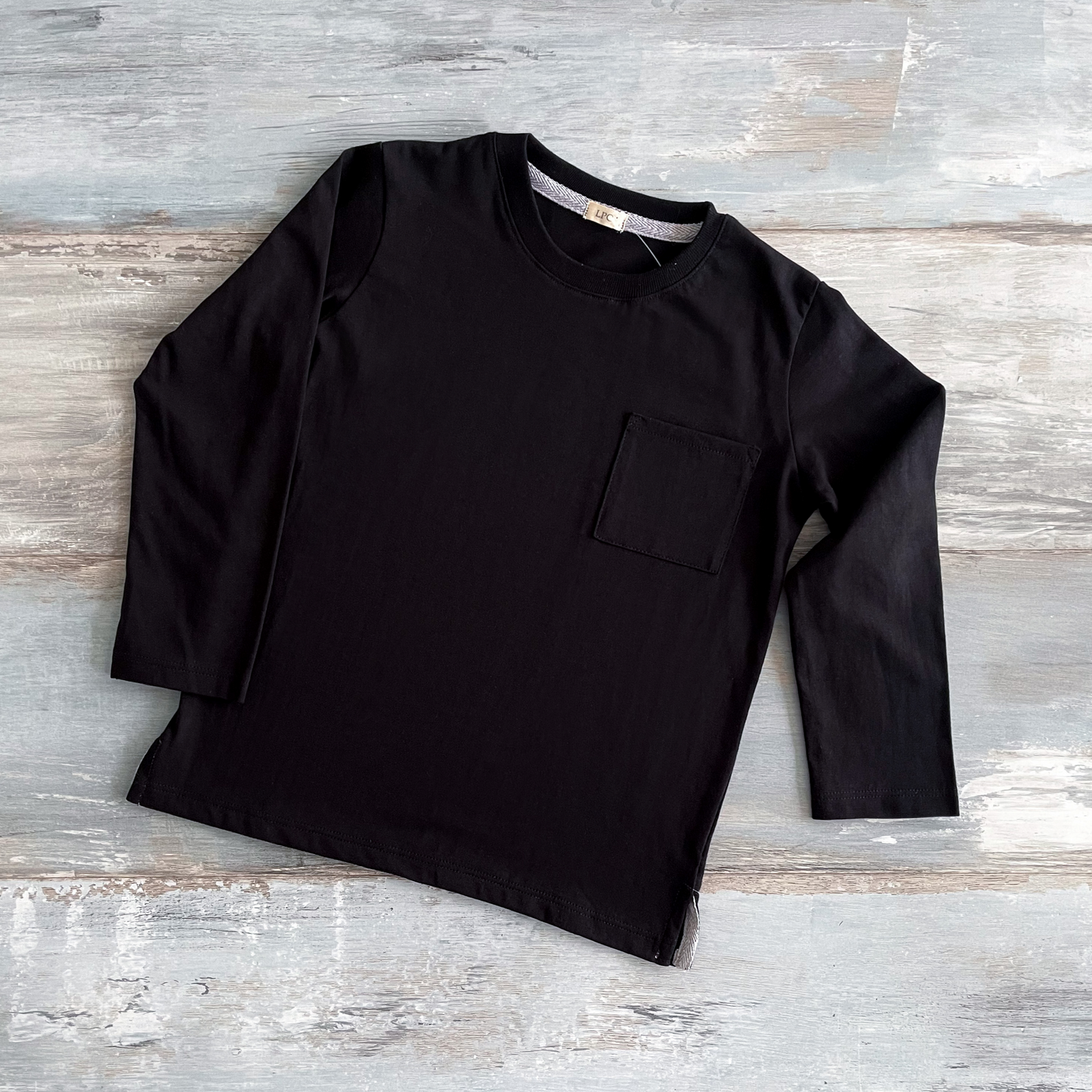 Polo Nina Nino Básico Negro - bolsillo (100% algodón) - Le Petit Company