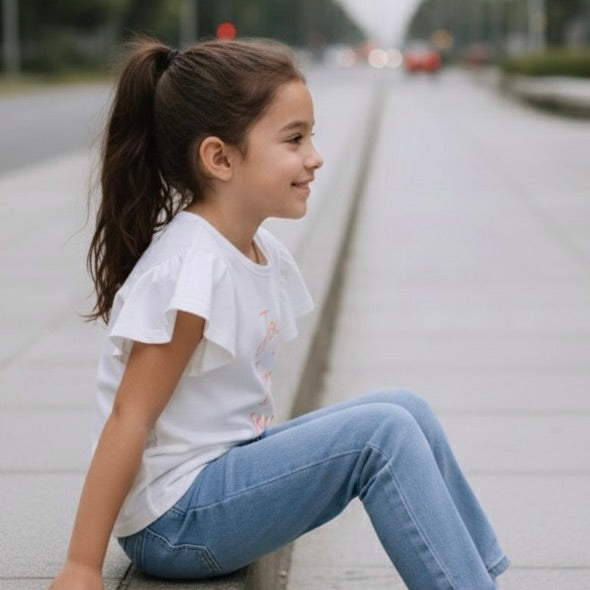 Polo Niña Joy Blanco (100% algodón)