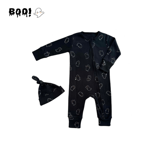 Set Enterizo y Gorro Bebé - Halloween Boo (Algodón Orgánico)