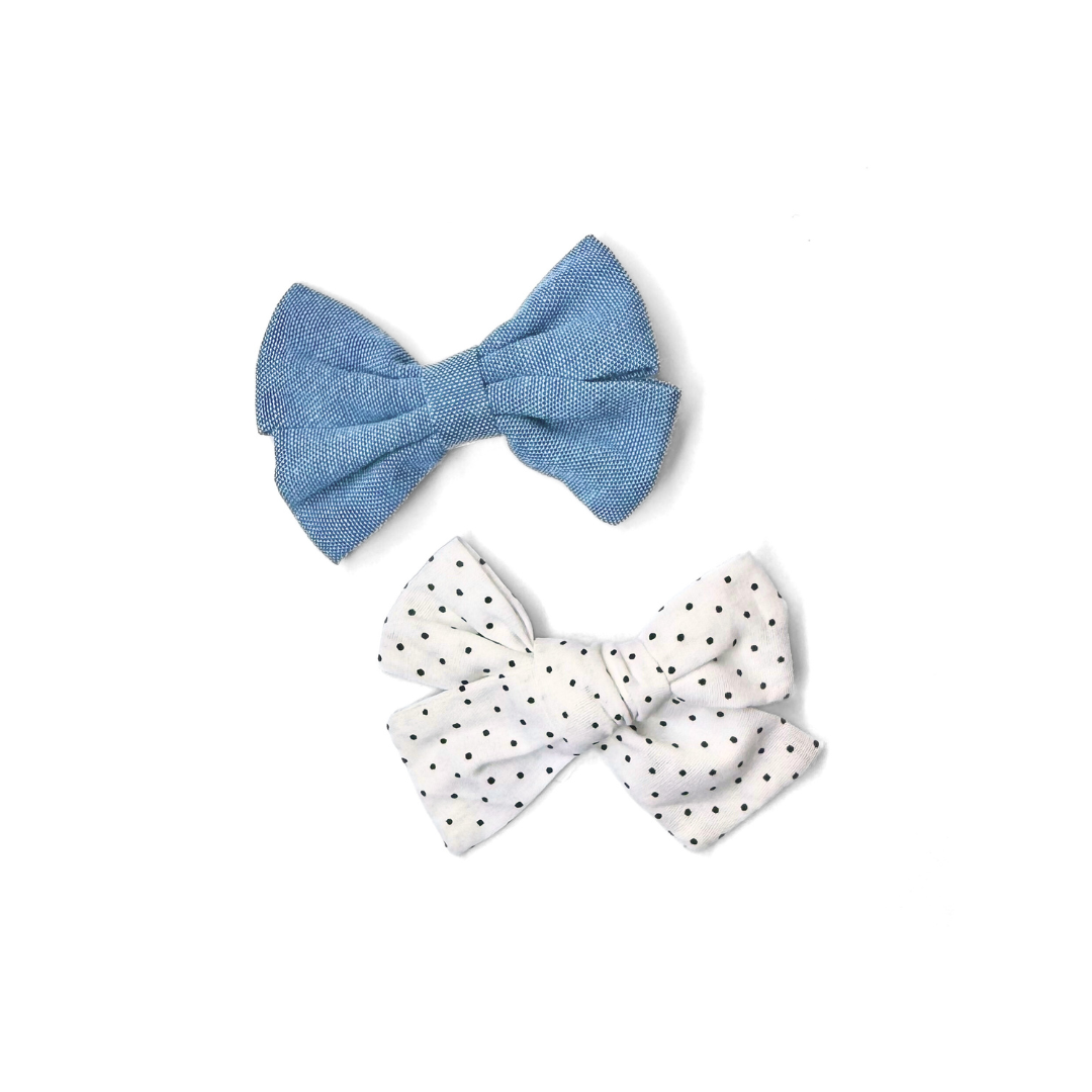 Ganchos Lazos Cabello Niña x 2 (Denim / Dots)