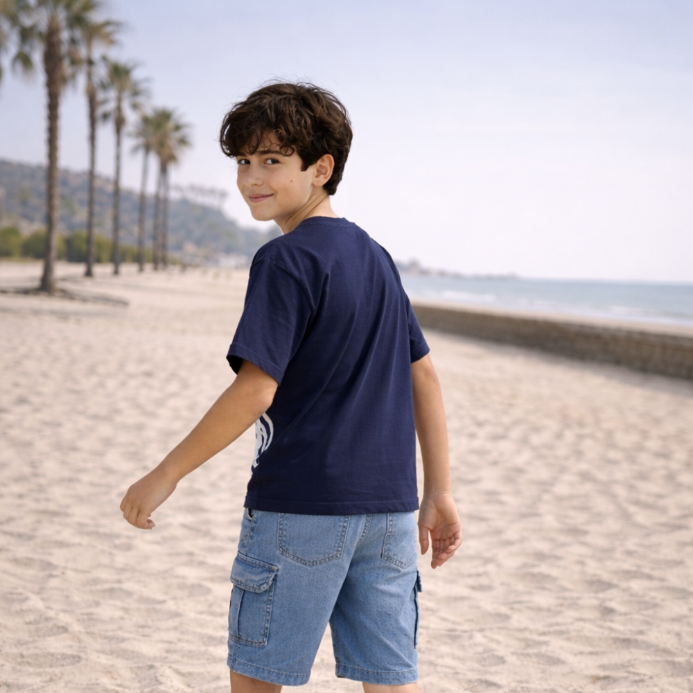 Polo Niño Boxy Urbn Azul – 100% Algodón