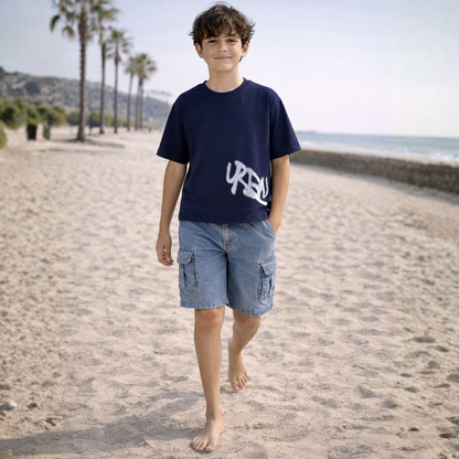 Polo Niño Boxy Urbn Azul – 100% Algodón