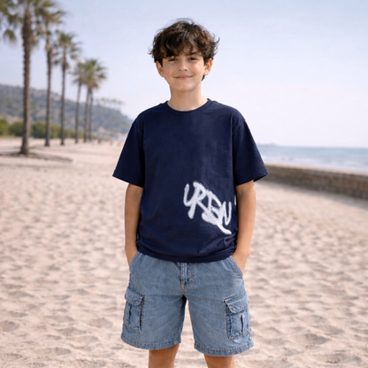 Polo Niño Boxy Urbn Azul – 100% Algodón