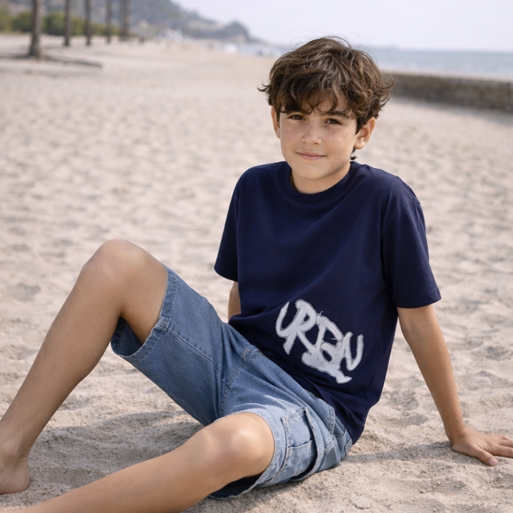 Polo Niño Boxy Urbn Azul – 100% Algodón