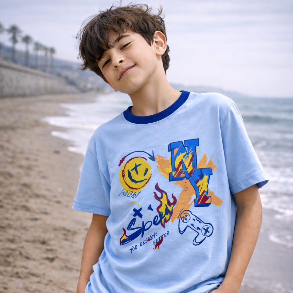 Polo Niño Speed Celeste – 100% Algodón