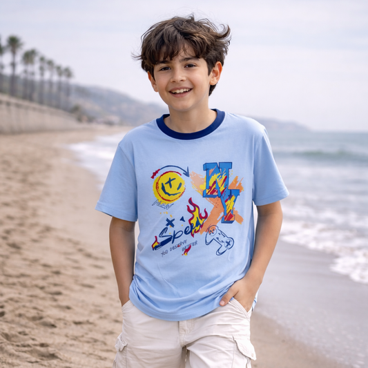 Polo Niño Speed Celeste – 100% Algodón