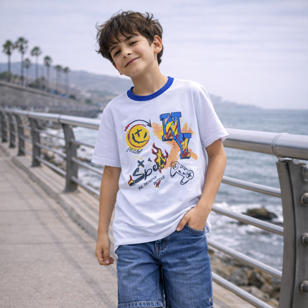 Polo Niño Speed Blanco – 100% Algodón