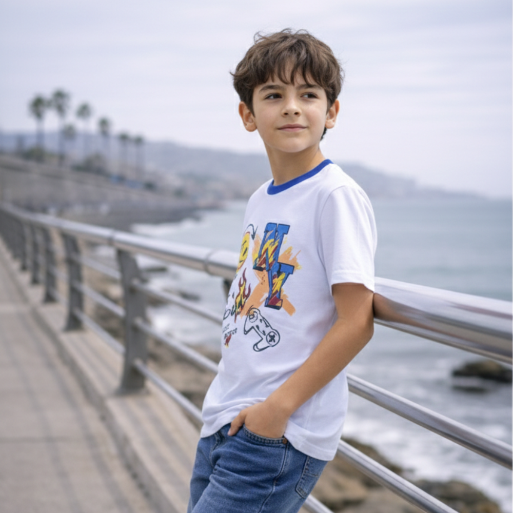 Polo Niño Speed Blanco – 100% Algodón