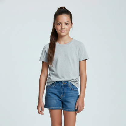 Polo Niña Niño Algodón - Gris Melange