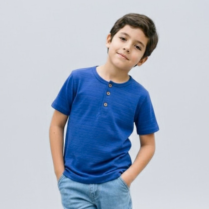 Polo Niño Azul Botones (100% Algodón)