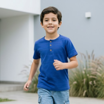 Polo Niño Azul Botones (100% Algodón)