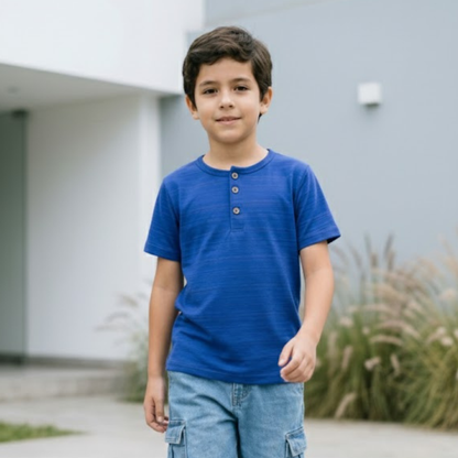 Polo Niño Azul Botones (100% Algodón)