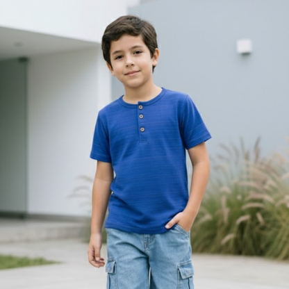 Polo Niño Azul Botones (100% Algodón)