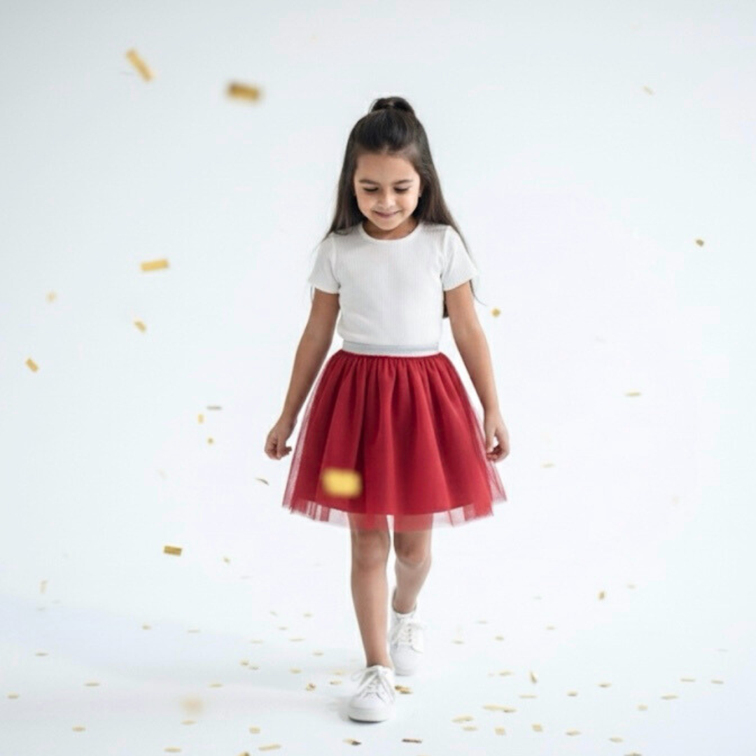 Falda Tutú Roja Niña (Interior Algodón)