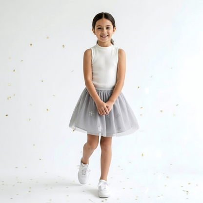 Falda Tutú Gris Plata Niña (Interior Algodón)