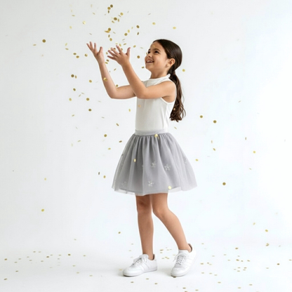 Falda Tutú Gris Plata Niña (Interior Algodón)