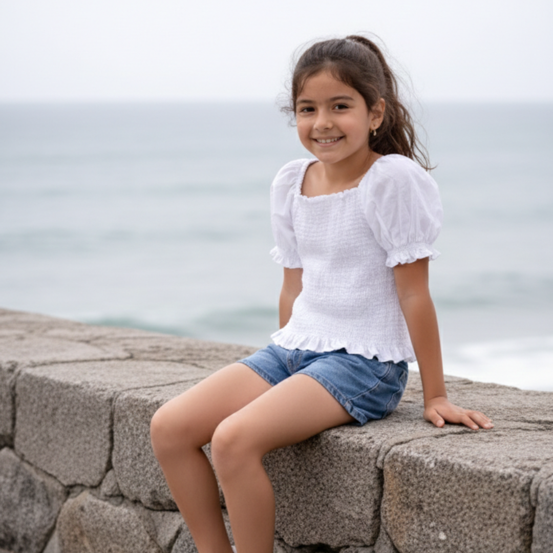 Blusa Niña Algodon (Blanco)