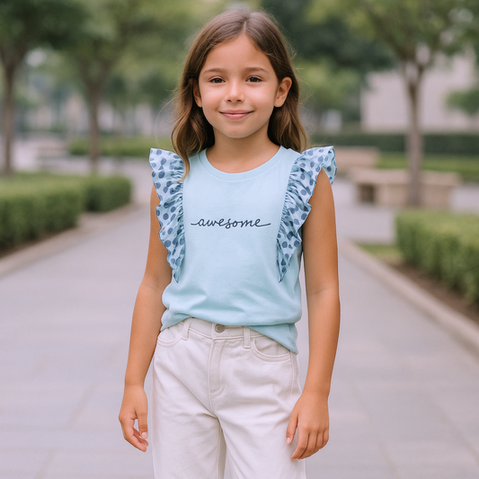 Polo Niña Awesome Aqua (100% Algodón)