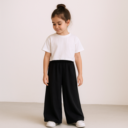 Palazo Pantalón Flare Niña - Negro