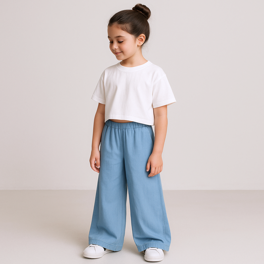 Palazo Pantalón Flare Niña - Denim
