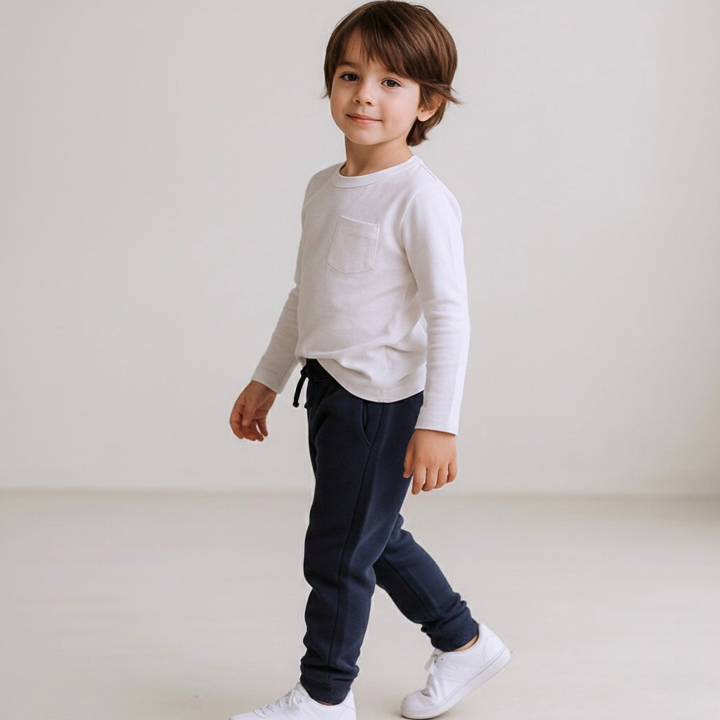 Jogger Buzo Niña Niño Navy Azul (Afranelado - 100% Algodón)