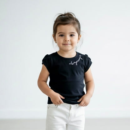 Polo Niña "Always in my 🤍" Negro (100% algodón)