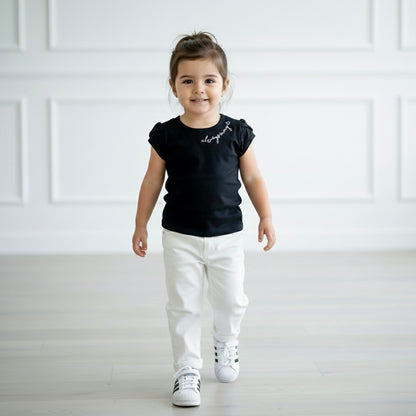 Polo Niña "Always in my 🤍" Negro (100% algodón)