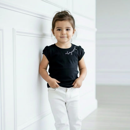 Polo Niña "Always in my 🤍" Negro (100% algodón)