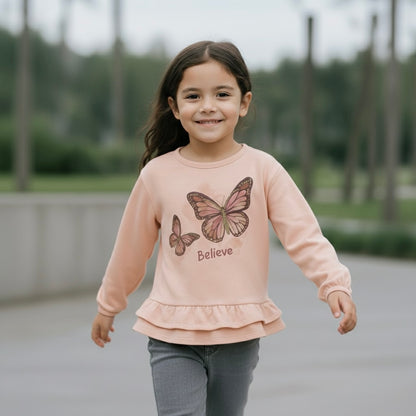 Polo Niña "Believe" (Melón) - 100% Algodón