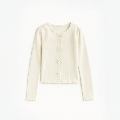 Polo Rib Manga Larga Ivory Lazos - Algodón