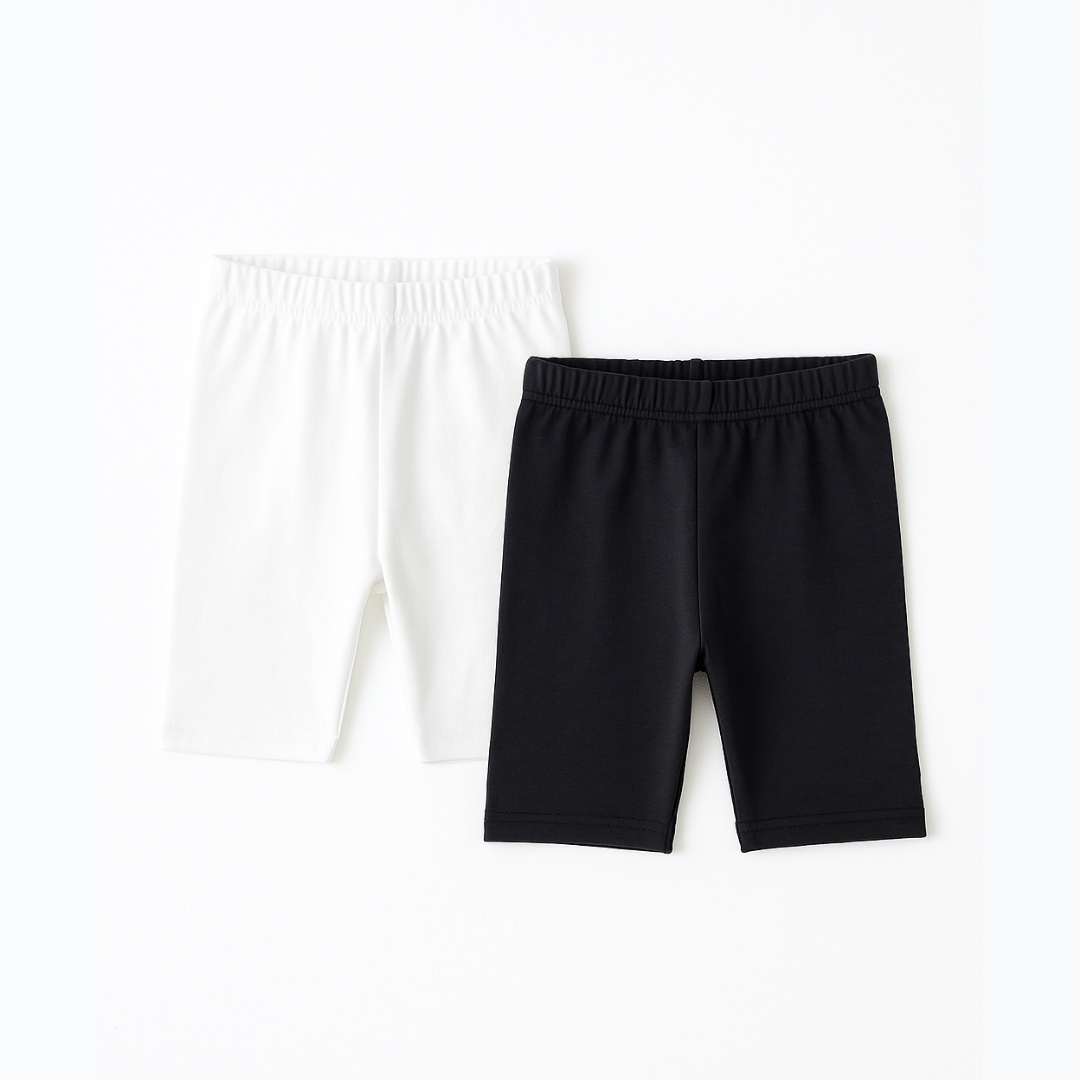 Set Biker Short Niñas x 2 (Blanco / Negro)